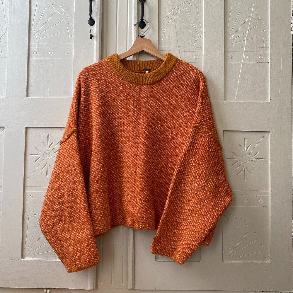 Free People Boxy Sweater in Two-tone Orange